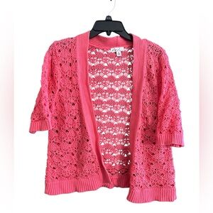 Kim Rogers Coral Open Knit Cardigan